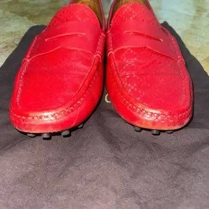 Gucci | Shoes | Gucci Red Leather Diamante Drive Shoes Good 
